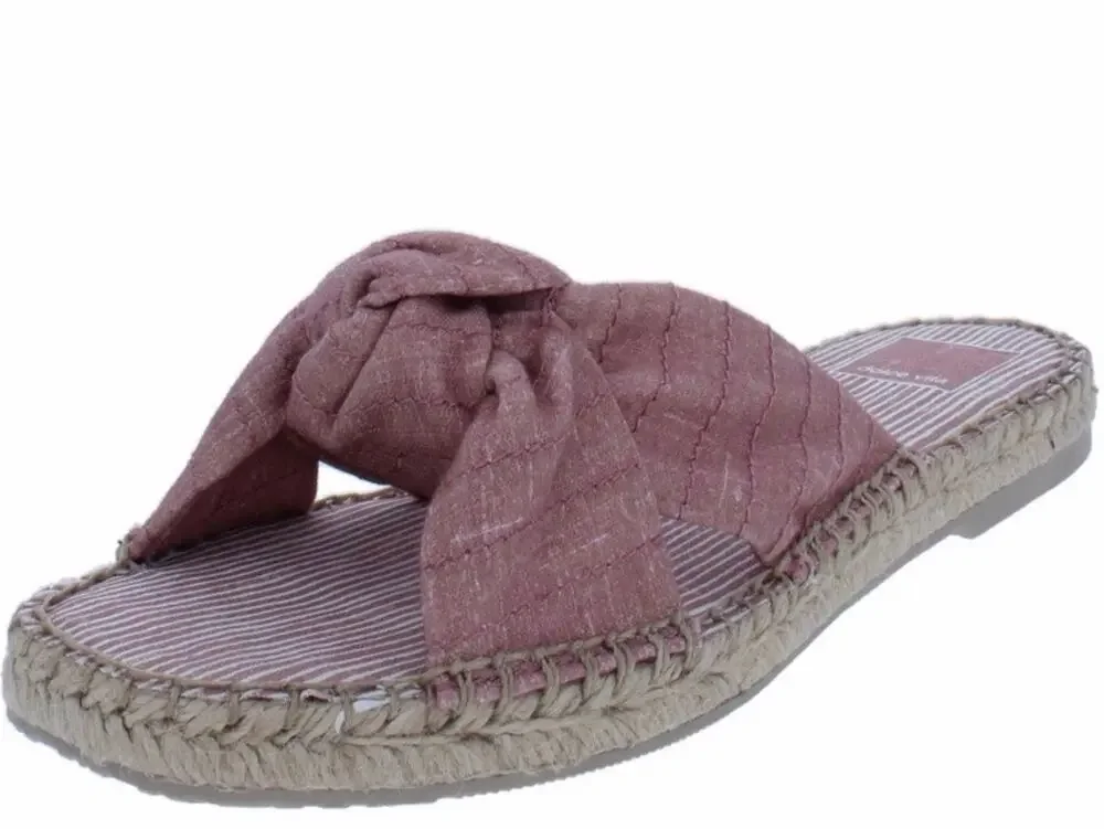 Dolce Vita Benicia Blush Linen Knot Espadrille Flat Slide Sandal Size 7.5